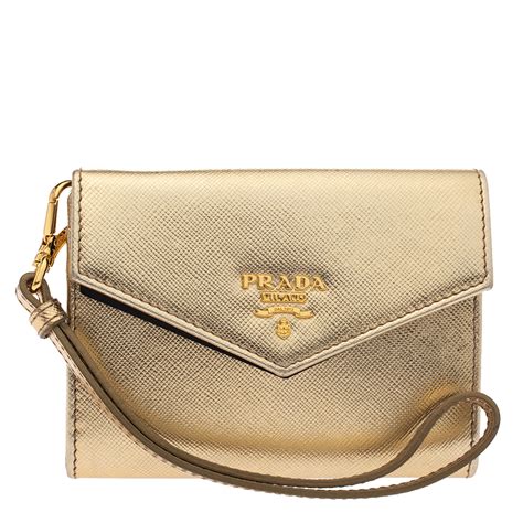 prada gold saffiano wallet|prada odette saffiano.